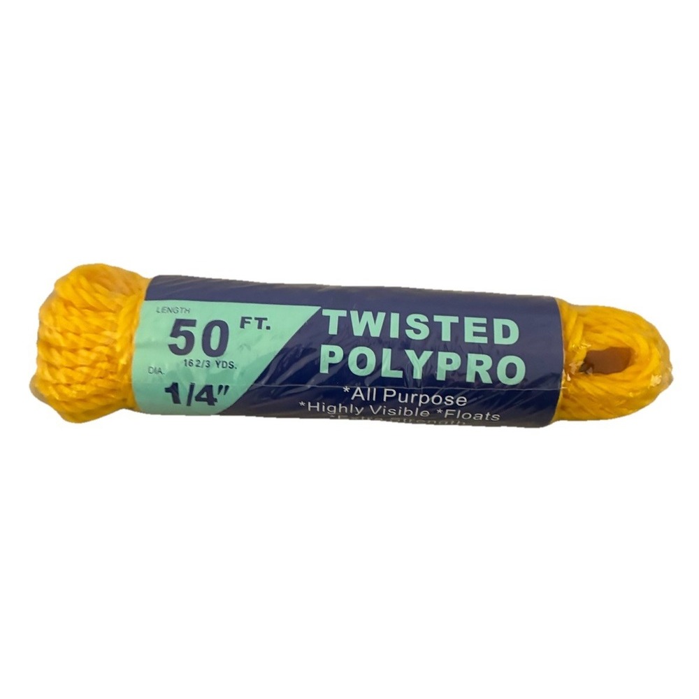Polypro Rope Twisted Yellow T.W. Evans Cardage 1/4" x 50' All Purpose Floats NEW